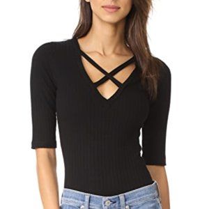LNA CAMINO BLACK BODYSUIT